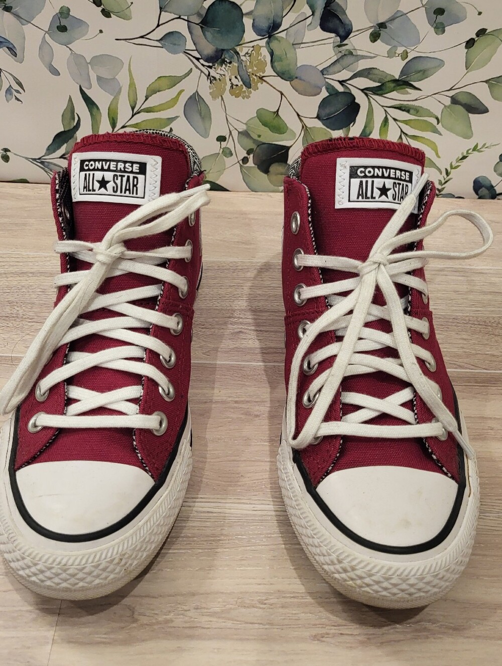 Converse Womens Maroon High-Top Sneakers